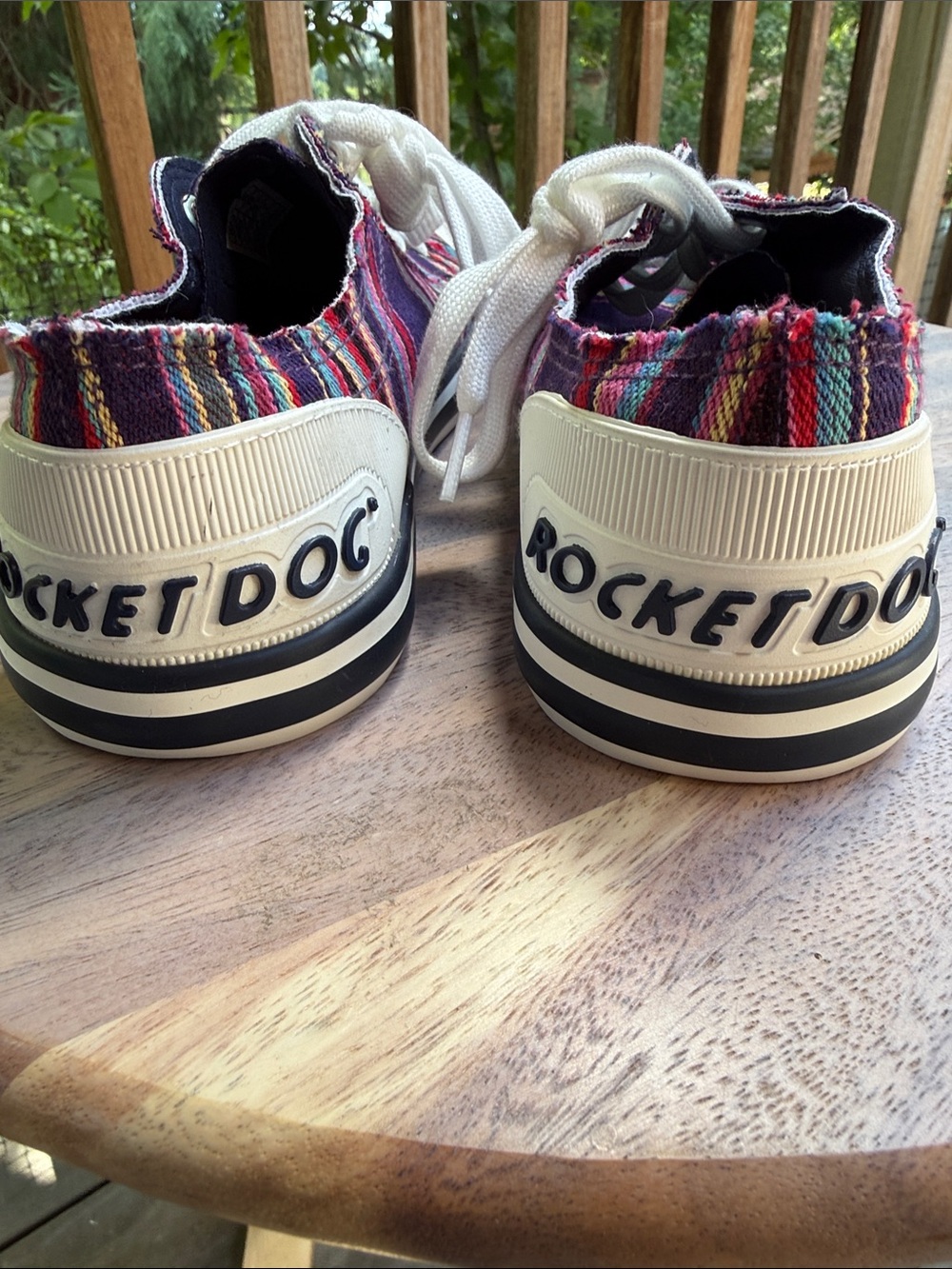 Rocket Dog Women's Striped Canvas Sneakers in Purple, Pink, Teal - Picture 5 of 9
